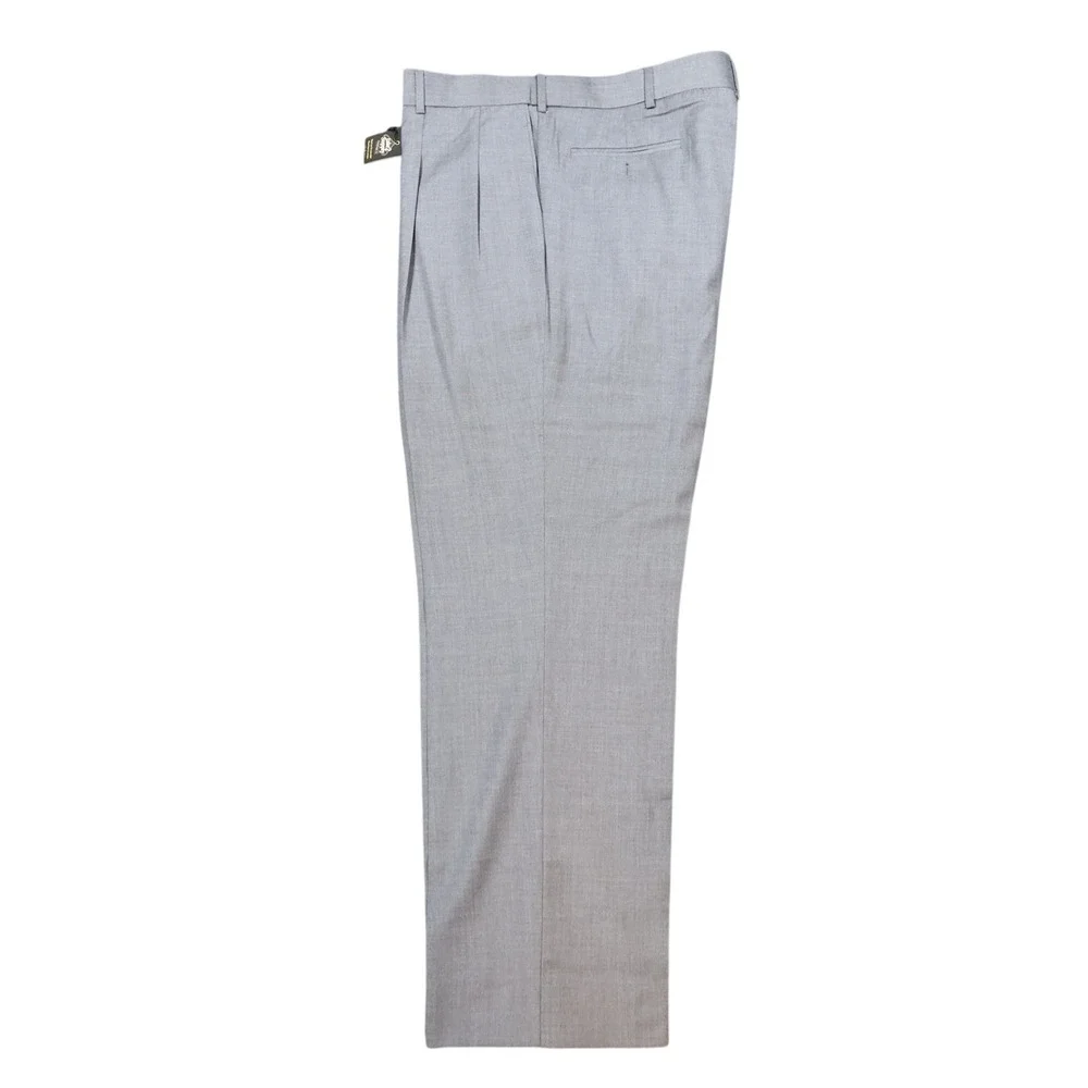 Stafford Dress Pants Mens 44x32 Gray Excellent Pleated‎ Worsted Wool Blend